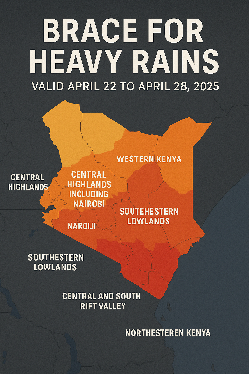 Kenya weather, Nairobi floods, April 2025 rain, Kenya Meteorological Department, ICPAC forecast, Nairobi train disruption, Kenya flooding, heavy rains in Kenya, East Africa weather, climate news Kenya, flood alerts Kenya, Nairobi transport disruption, informal settlements Kenya, weather forecast Kenya