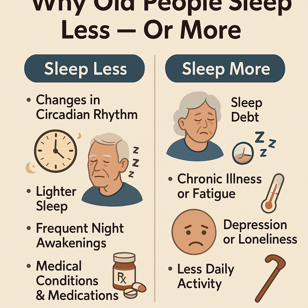 aging and sleep, why old people sleep less, why seniors sleep more, sleep and aging, senior sleep patterns, older adults sleep issues, circadian rhythm in old age, sleep tips for elderly, insomnia in elderly, excessive sleep in seniors, sleep disorders in aging, deep sleep and aging, elderly fatigue, sleep problems in seniors, how aging affects sleep