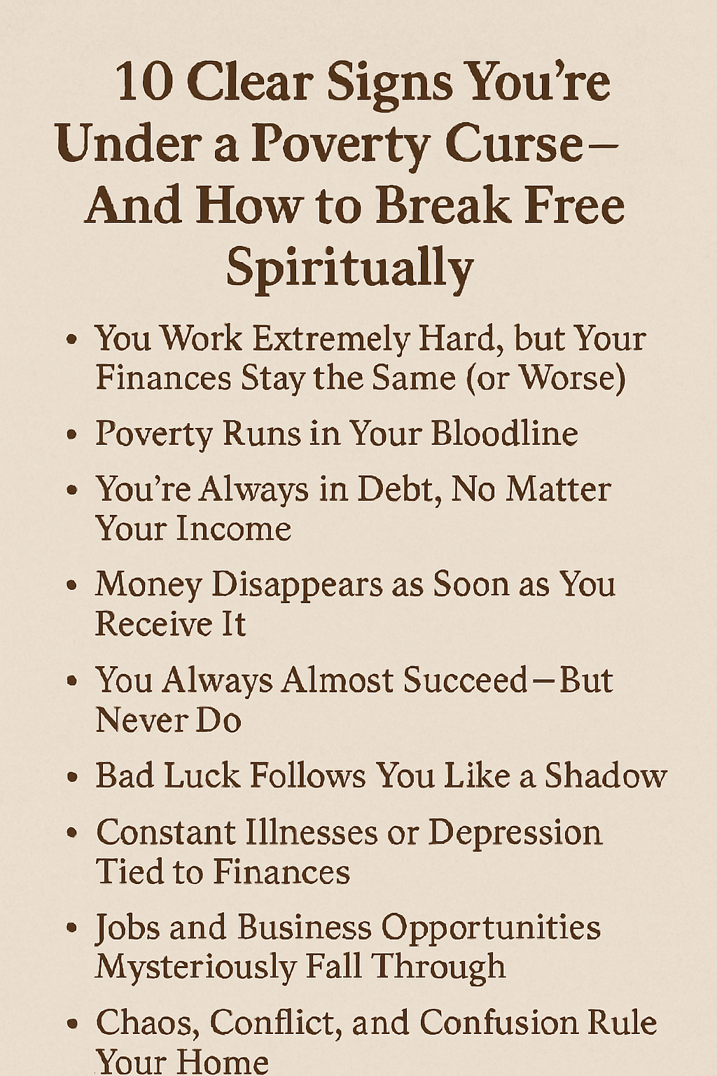 poverty curse, spiritual deliverance, breaking financial bondage, signs of spiritual poverty, ancestral curses, wealth and spirituality, how to break curses, Christian financial breakthrough, signs of spiritual attacks on finances, generational poverty healing