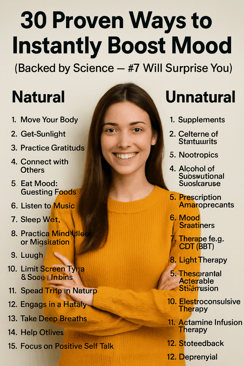 boost mood naturally, how to feel better fast, depression remedies, mental health tips, natural antidepressants, improve mental health, mood improvement strategies, lift your mood, low energy solutions, how to stop feeling down, therapy vs medication for depression, mood boosting food, best supplements for low mood, natural ways to fight sadness, dopamine boosting techniques, serotonin natural ways, emotional resilience strategies, daily mood habits, cure sadness naturally, overcome mild depression