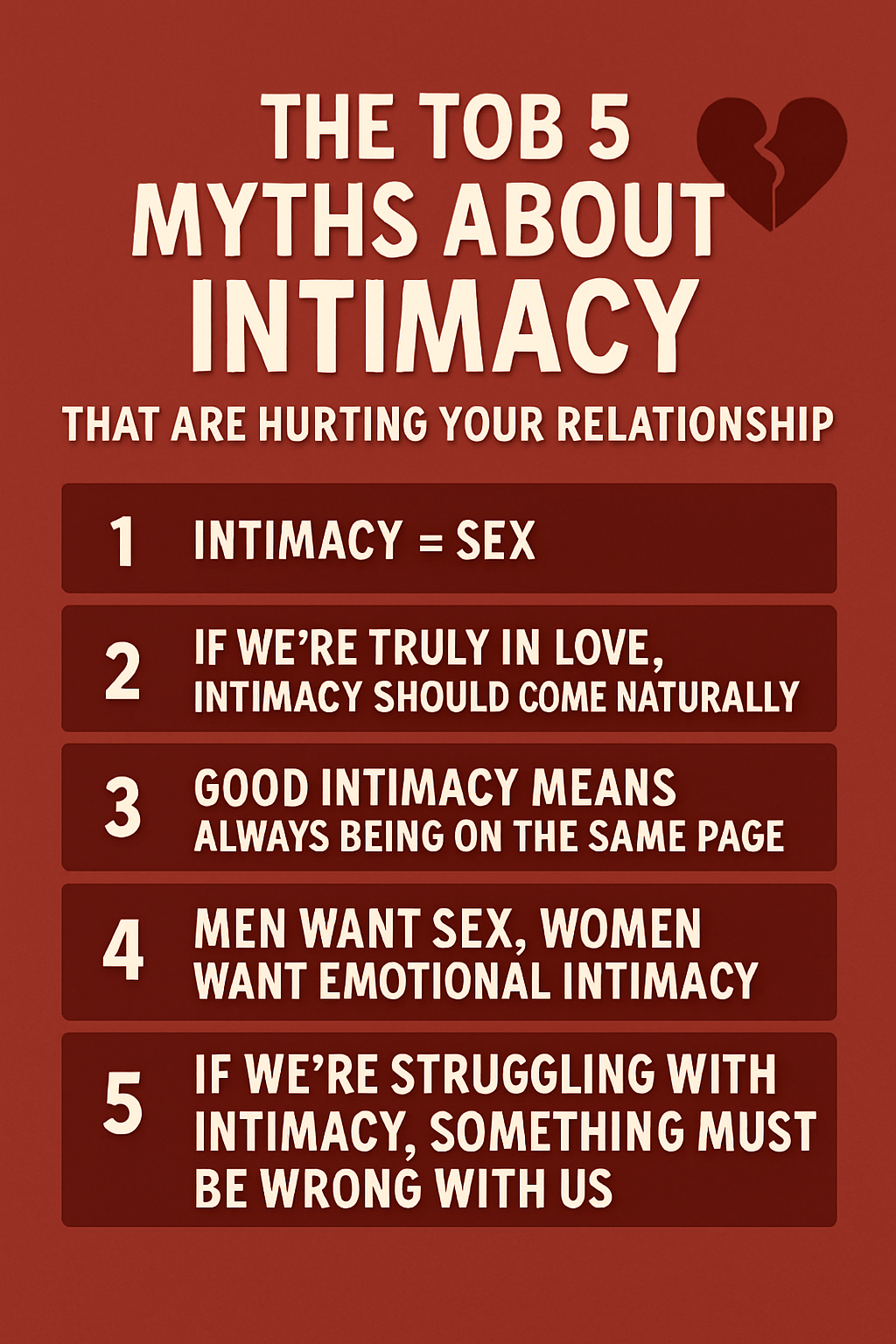 intimacy in relationships, emotional intimacy vs physical intimacy, myths about love, relationship intimacy myths, how to build emotional intimacy, relationship communication, rebuilding connection, couple intimacy advice, common intimacy problems, intimacy help for couples