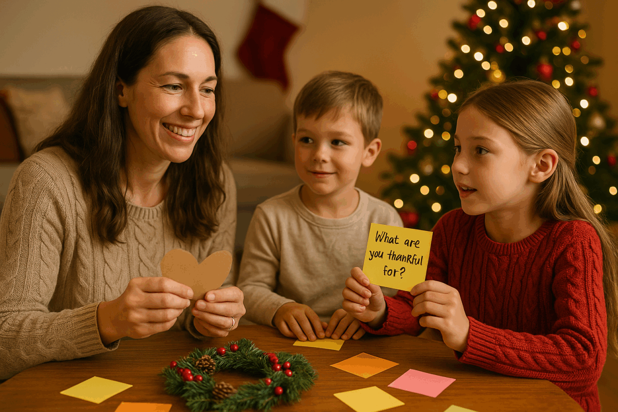 how to teach kids gratitude during holidays, teaching gratitude to children Christmas, gratitude ideas for kids, holiday activities to teach gratitude, family gratitude rituals, Christmas gratitude lessons for children, ways to raise thankful kids, gratitude books for children, holiday parenting tips, helping kids be more thankful during Christmas