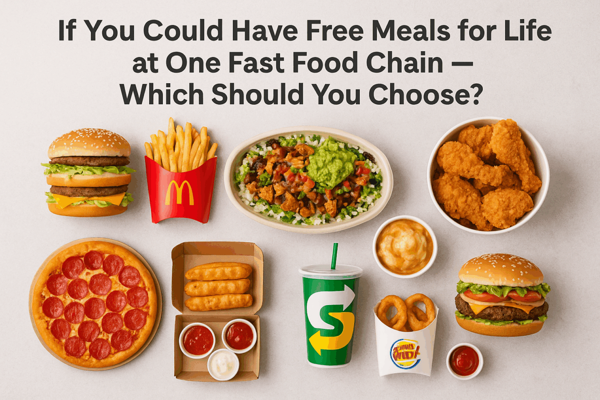 free fast food for life challenge, best fast food chains in the world, McDonald’s vs KFC comparison, healthiest fast food chains globally, Chipotle vs Subway healthy options, top global fast food restaurants 2025, best burger chains worldwide, Domino’s vs Pizza Hut comparison, KFC vs Popeyes chicken review, fast casual dining trends 2025, how to choose the best fast food chain, global fast food rankings, most popular fast food franchises, lifetime free meals idea, best fast food for daily eating, sustainable fast food options, healthy fast food meal choices, best international fast food brands, burger vs pizza debate, which fast food chain is healthiest