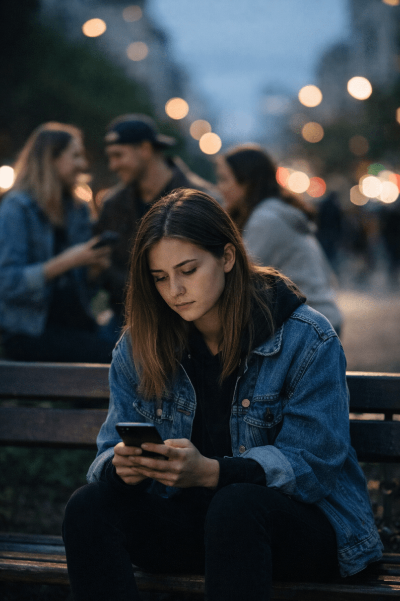 loneliness in the digital age, social media and mental health, why social media causes loneliness, rising loneliness statistics, social comparison theory online, fear of missing out FOMO, passive social media use effects, impact of Instagram on self esteem, TikTok and youth mental health, Facebook and isolation, Gen Z loneliness crisis, digital connection vs real connection, effects of excessive screen time, social media addiction and depression, online relationships vs real life relationships, algorithm driven content and mental health, loneliness epidemic 2026, psychological effects of social media, how to reduce loneliness, social isolation in modern society