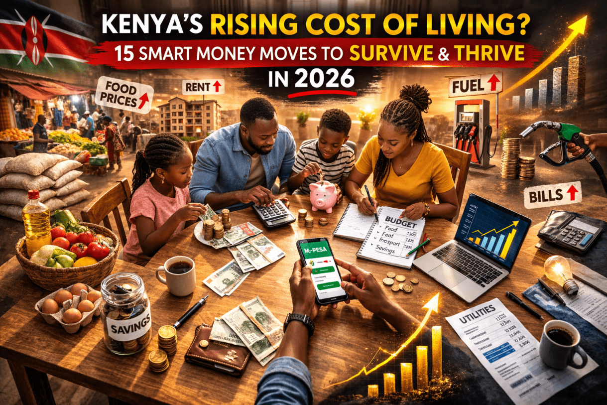 how to manage money in Kenya, Kenya rising cost of living 2026, how to survive inflation in Kenya, budgeting tips in Kenya, personal finance Kenya 2026, cost of living crisis Kenya, how to save money in Kenya, smart money moves Kenya, inflation survival guide Kenya, managing finances during inflation Kenya, Kenyan household budget guide, ways to beat inflation in Kenya, money saving strategies Kenya, financial planning in Kenya 2026, how to build emergency fund Kenya, side hustles in Kenya 2026, how to increase income in Kenya, coping with high food prices Kenya, rent and fuel price increase Kenya, practical budgeting tips for Kenyan families