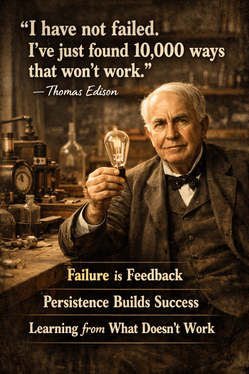 Thomas Edison failure quote meaning explained, what does I have not failed I've just found 10000 ways that won't work mean, lessons from Thomas Edison about persistence and success, how to turn failure into success mindset guide, powerful meaning behind Edison 10000 attempts quote, why failure is important for success in life and business, how to develop a growth mindset like Thomas Edison, real meaning of failure is feedback explanation, how persistence leads to success real life examples, why successful people embrace failure and keep trying, how to stay motivated after repeated failure, turning mistakes into learning opportunities explained, why you should never give up after failure, how to handle failure and bounce back stronger, success through trial and error real examples, how inventors overcome failure and achieve breakthroughs, importance of resilience in achieving long term goals, how to learn from what doesn't work in life, mindset shift from failure to feedback explained, how many failures before success real truth revealed, why most people quit before they succeed, how to build persistence and mental toughness, real life examples of failure leading to success, how to keep going when nothing seems to work, psychology behind persistence and success mindset, Thomas Edison light bulb failures story explained, how Edison tested 10000 materials for light bulb, step by step guide to learning from failure, how to apply Edison mindset in business and career, failure vs feedback mindset explained in simple terms, how to succeed after multiple failures in life, why trial and error is key to innovation success, how to stop fearing failure and take action, how to use failure as a stepping stone to success, what successful people do differently after failure