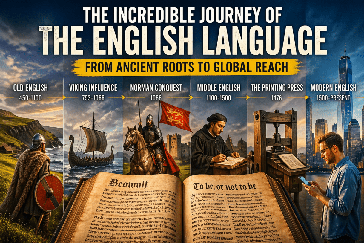 origin of the English language history explained, where did English language come from and how it evolved, Old English vs Modern English differences explained, history of English language timeline from 450 to present, how Germanic tribes influenced English language development, impact of Norman Conquest on English language vocabulary, why English has French and Latin words, evolution of English language from Old to Middle to Modern, how Vikings influenced the English language words, why English is a global language today explained, history behind English becoming an international language, how British Empire spread the English language worldwide, key events that shaped the English language history, why English spelling and pronunciation are different, complete guide to the origin and evolution of English language, how English became the most spoken language in the world, influence of Latin and Greek on modern English vocabulary, reasons why English language is so complex and diverse, how printing press standardized the English language, detailed history of English language for beginners and students