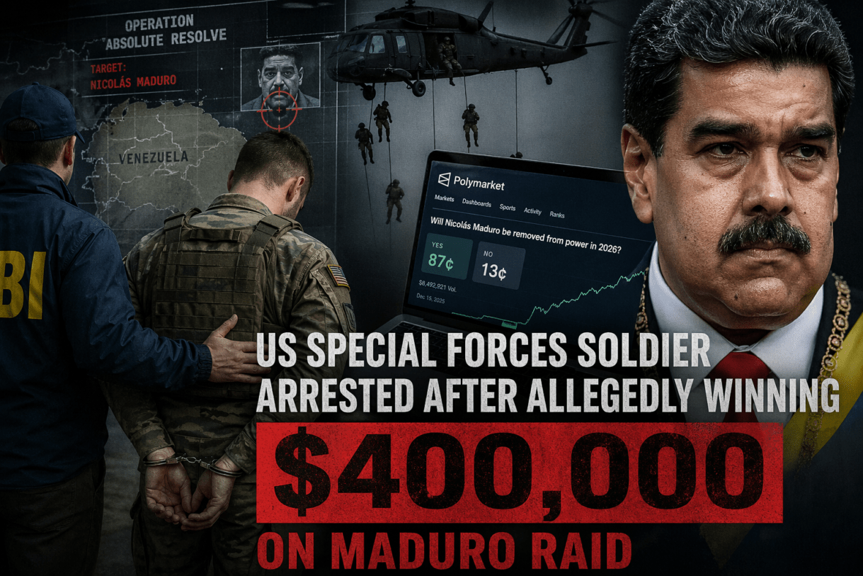 US soldier Maduro raid betting case, Gannon Van Dyke arrest news, Nicolás Maduro capture operation 2026, Polymarket insider trading scandal, military intelligence leak betting profits, US special forces fraud case, prediction markets national security risk, cryptocurrency betting scandal 2026, US army classified information misuse case, geopolitical betting controversy
