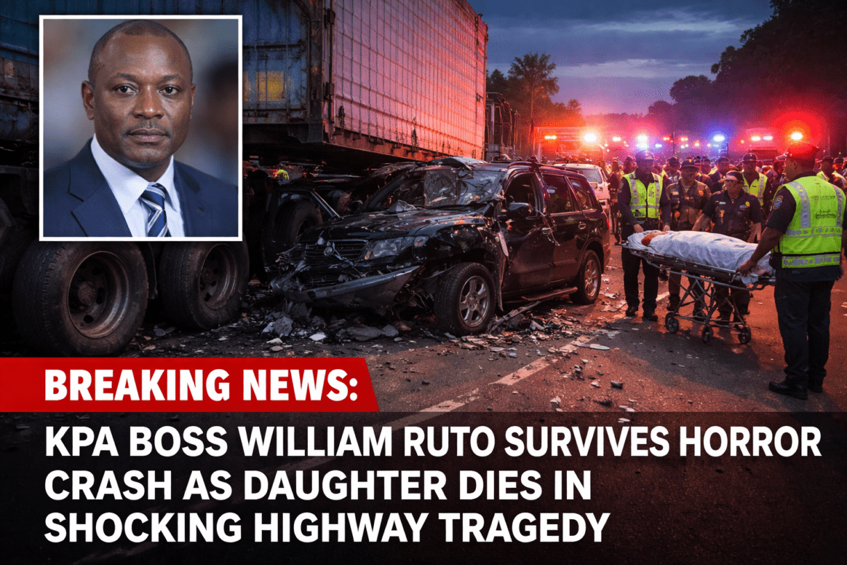 KPA boss accident, William Ruto KPA crash, Kenya road accident news, Taita Taveta highway crash, Kenya Ports Authority news, KPA MD injured, fatal road accident Kenya, daughter killed in road crash, stationary trailer accident Kenya, highway tragedy Kenya, Kenya breaking news, KPA chief crash, road safety Kenya news, tragic car accident Kenya, Kenyan highway fatalities, KPA managing director accident, emergency responders Kenya crash, tragic family accident Kenya, news Kenya today, Kenya highway crash April 2026