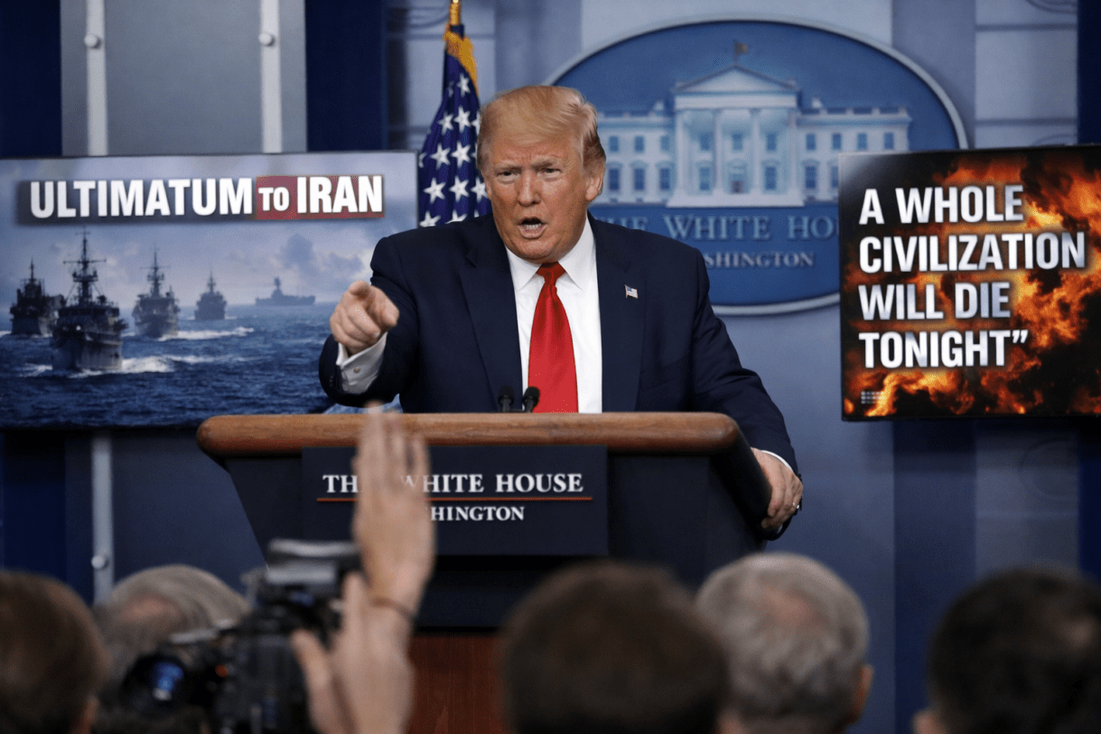 Trump Iran threat, Trump ultimatum to Iran, Iran-US conflict 2026, Donald Trump White House statement, Middle East tensions 2026, Strait of Hormuz crisis, Iran military escalation, US foreign policy Iran, global oil supply risk, Trump warning civilization, Iran deadline 8pm, potential war Iran, Iran infrastructure threat, international law war, Iran-US standoff, geopolitical crisis Middle East, Trump military warning, Iran defiance, White House press briefing, Trump foreign policy