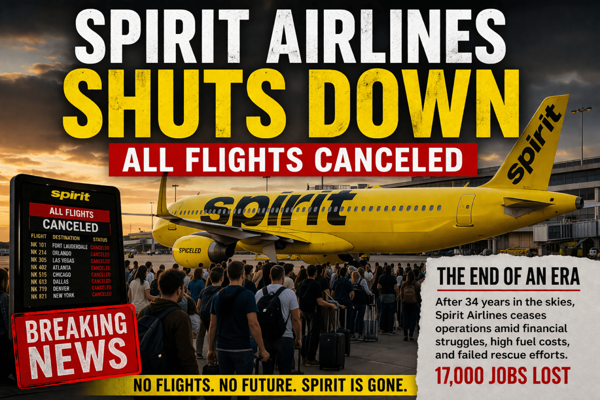 spirit airlines shutdown 2026, spirit airlines cancels all flights, why spirit airlines collapsed, spirit airlines bankruptcy news, ultra low cost airline failure, impact of spirit airlines shutdown, flight cancellations spirit airlines, airline industry crisis 2026, rising airfares after spirit collapse, what happens when airline shuts down
