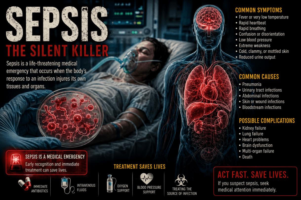 sepsis symptoms, what is sepsis, septic shock, signs of sepsis, sepsis treatment, causes of sepsis, infection and sepsis, sepsis awareness, sepsis emergency, severe infection symptoms, organ failure infection, bloodstream infection, pneumonia sepsis, bacterial infection complications, ICU sepsis treatment, sepsis recovery, sepsis prevention, sepsis in children, maternal sepsis, sepsis warning signs, deadly infections, immune system overreaction, life threatening infection, hospital sepsis care, post sepsis syndrome