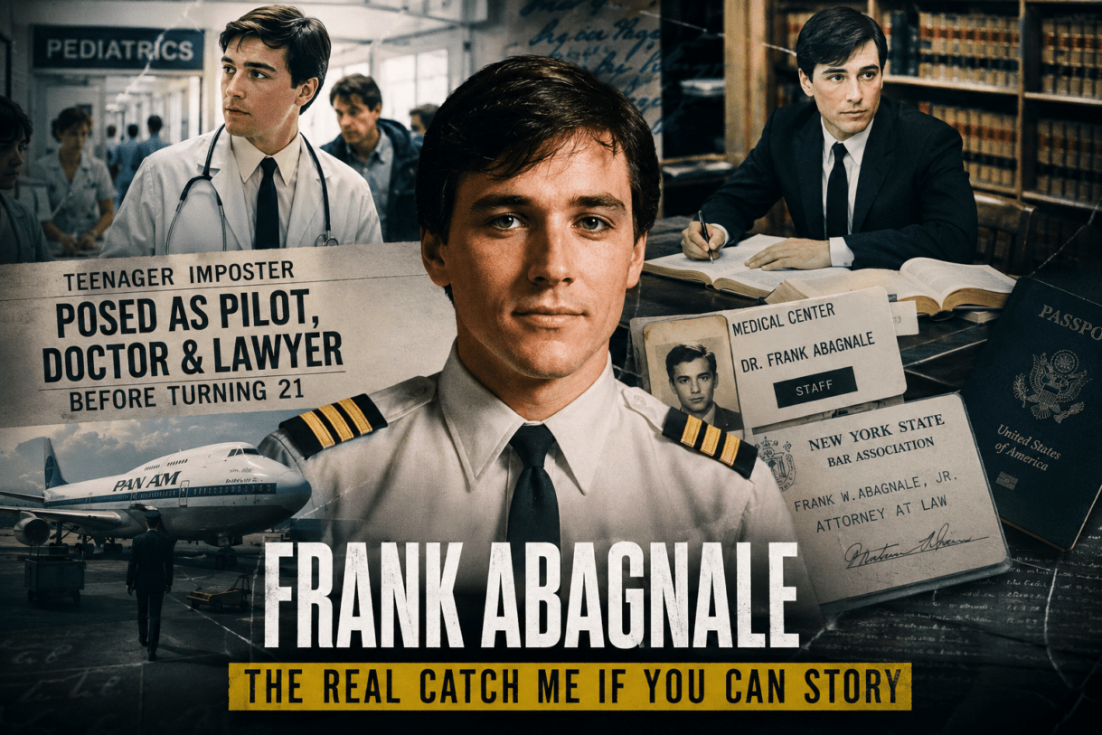 Frank Abagnale story, Catch Me If You Can true story, Frank Abagnale doctor impersonation, teenage con artist, Leonardo DiCaprio Catch Me If You Can, fake doctor story, fake pilot scam, famous fraudsters in history, Frank Abagnale biography, true crime stories, con artist who became FBI consultant, real Catch Me If You Can story, greatest scams in history, Frank Abagnale check fraud, famous impersonators, criminal mastermind stories, Steven Spielberg Catch Me If You Can, lawyer impersonation case, international fraud cases, unbelievable true stories