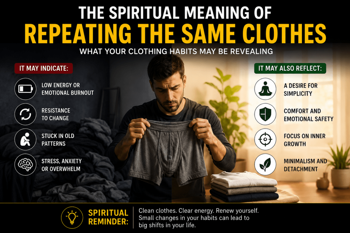 spiritual meaning of repeating clothes, spiritual meaning of repeating innerwear, wearing same clothes spiritual meaning, repeating same underwear meaning, spiritual meaning of dirty clothes, clothes and spiritual energy, emotional attachment to clothes, spiritual cleansing through clothing, why people repeat clothes, innerwear spiritual significance, clothes and energy connection, spiritual signs in habits, meaning of wearing same underwear, spiritual meaning of old clothes, emotional energy in clothing, clothing and spiritual symbolism, self care and spirituality, spiritual meaning of personal habits, energy cleansing clothes, psychological meaning of repeating clothes