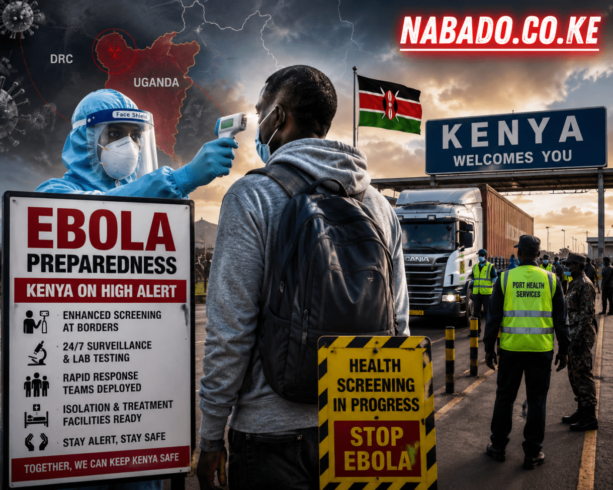Ebola Kenya, Kenya Ebola preparedness, Ebola outbreak East Africa, Kenya health alert, Ebola Uganda outbreak, Ebola DRC outbreak, Kenya border screening, Ministry of Health Kenya, Aden Duale Ebola, Kenya emergency response, Ebola symptoms, Ebola prevention, Kenya public health, Ebola surveillance Kenya, Kenya border security, East Africa health crisis, Ebola latest news, Kenya disease preparedness, Ebola high alert Kenya, Ebola outbreak 2026, Kenya healthcare system, Ebola response teams, Kenya outbreak preparedness, regional Ebola threat, Ebola news Kenya, Busia border screening, Malaba border screening, Kenya health news, infectious disease outbreak, African health news