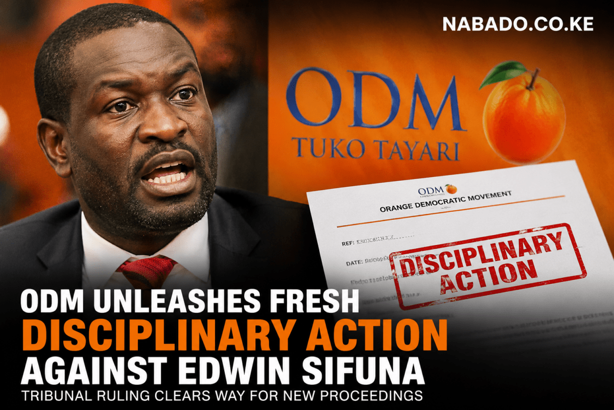 ODM, Edwin Sifuna, ODM disciplinary action, Sifuna tribunal ruling, ODM Secretary General, Nairobi Senator Edwin Sifuna, ODM politics, Kenya politics, Political Parties Disputes Tribunal, Raila Odinga, ODM news, Kenya political news, Sifuna latest news, ODM leadership, Kenyan political parties