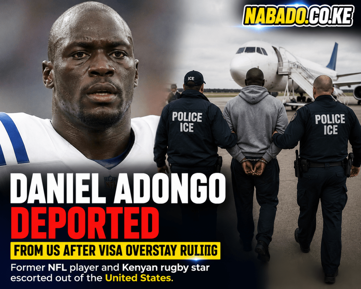 Daniel Adongo deported, Daniel Adongo news, former NFL player deported, Kenyan NFL player, Daniel Adongo visa overstay, Indianapolis Colts Daniel Adongo, Kenya sports news, NFL immigration news, Daniel Adongo latest updates, Kenyan rugby player NFL, U.S. immigration deportation, former Colts linebacker, Daniel Adongo Kenya, visa overstay ruling, breaking sports news, Kenyan athletes abroad, NFL Africa players, Daniel Adongo deported to Kenya, American football news, NABADO sports news