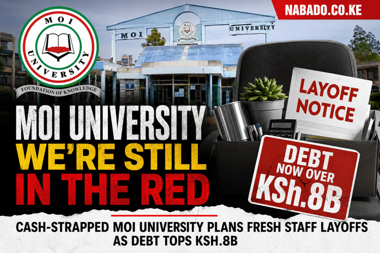 Moi University latest news, Moi University layoffs, Moi University debt, Moi University financial crisis, KSh 8 billion debt, Kenya university news, public universities Kenya, university staff layoffs Kenya, higher education news Kenya, Eldoret news, Kenya education sector, Moi University restructuring, public university debt Kenya, breaking Kenya news, Moi University recovery plan,