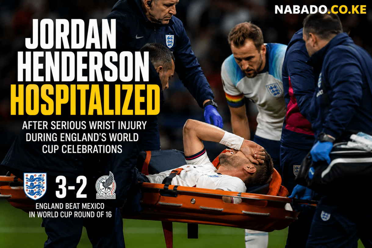Jordan Henderson hospitalized after wrist injury, Jordan Henderson wrist injury World Cup 2026, England midfielder Jordan Henderson injury update, Jordan Henderson taken to hospital after Mexico match, Why was Jordan Henderson hospitalized, England vs Mexico World Cup injury news, Thomas Tuchel on Jordan Henderson injury, Jordan Henderson injured during celebrations, England World Cup celebrations end in injury, Jordan Henderson latest injury news today, England football team injury updates, Jordan Henderson World Cup 2026 news, England beats Mexico 3-2 World Cup, England reaches World Cup quarter-finals, Jordan Henderson hospital update after England win, England World Cup quarter-final squad news, Jordan Henderson stretchered off after celebrations, England World Cup Round of 16 news, Jordan Henderson wrist injury recovery timeline, England football breaking news today, Jordan Henderson injury explained, England star hospitalized after World Cup victory, England vs Mexico Round of 16 recap, Jordan Henderson England leadership role, World Cup 2026 England injury concerns, Jordan Henderson medical update, England football latest headlines, FIFA World Cup 2026 England news, England knockout stage injury news, Jordan Henderson celebration accident