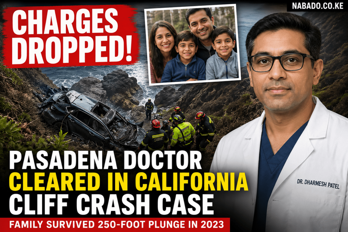 Pasadena doctor charges dropped, Dharmesh Patel, California cliff crash, Devil's Slide crash, Tesla cliff accident, attempted murder charges dismissed, California mental health diversion, San Mateo County court, Pacific Coast Highway crash, California breaking news, doctor drove family off cliff, mental health diversion law, California court news, family survives cliff crash, Dharmesh Patel case, California legal news, Tesla accident California, Devil's Slide news, U.S. breaking news, latest California news