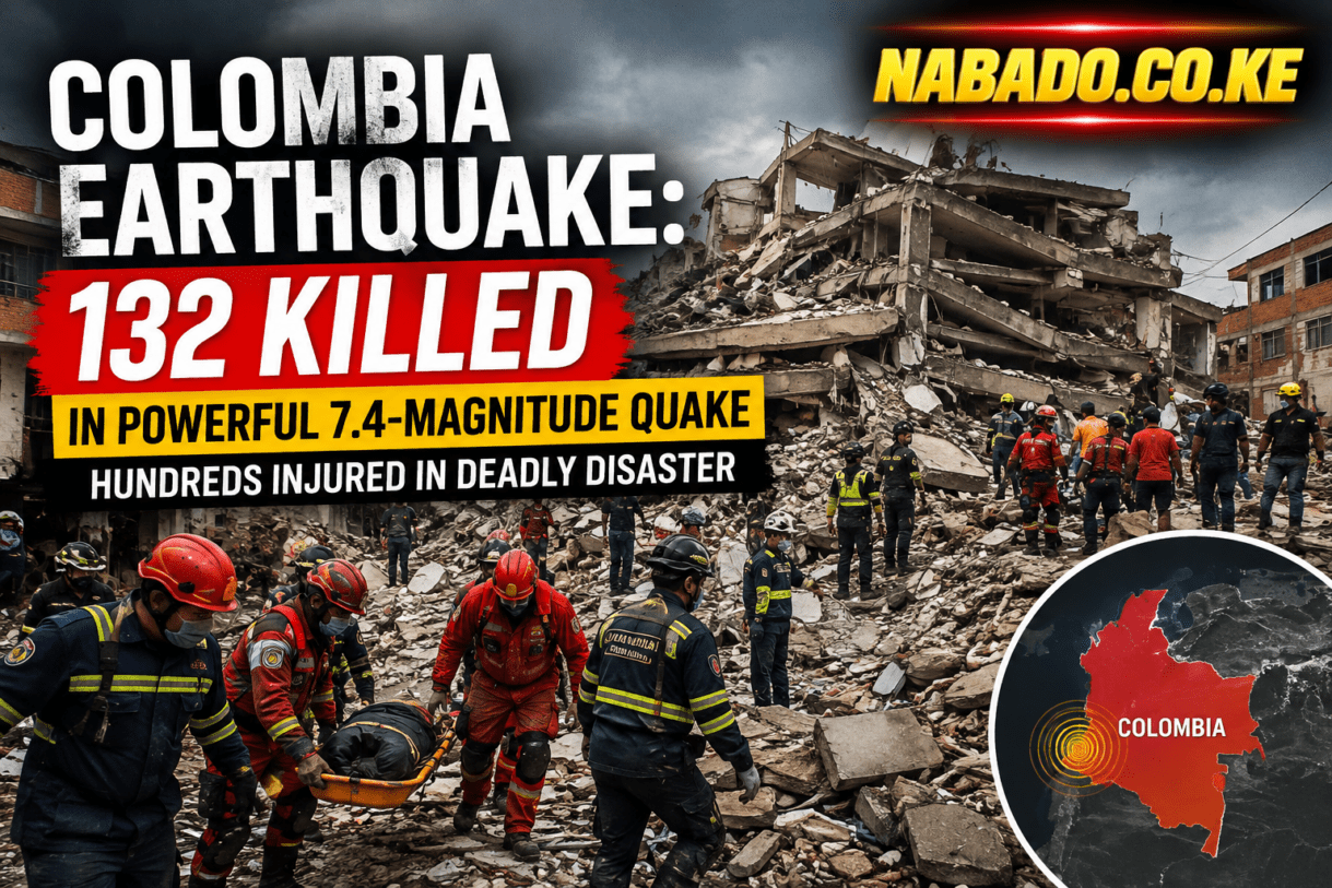 Colombia earthquake, Colombia earthquake 2026, 7.4 magnitude earthquake, Colombia earthquake death toll, 132 killed in Colombia earthquake, Colombia earthquake latest news, Colombia earthquake today, western Colombia earthquake, deadly earthquake in Colombia, Colombia disaster, earthquake rescue operation, earthquake victims, Colombia earthquake damage, Cali earthquake, Pereira earthquake, Manizales earthquake, San Jose del Palmar earthquake, South America earthquake, powerful earthquake, earthquake emergency, breaking news, world news, latest earthquake news, NABADO.CO.KE