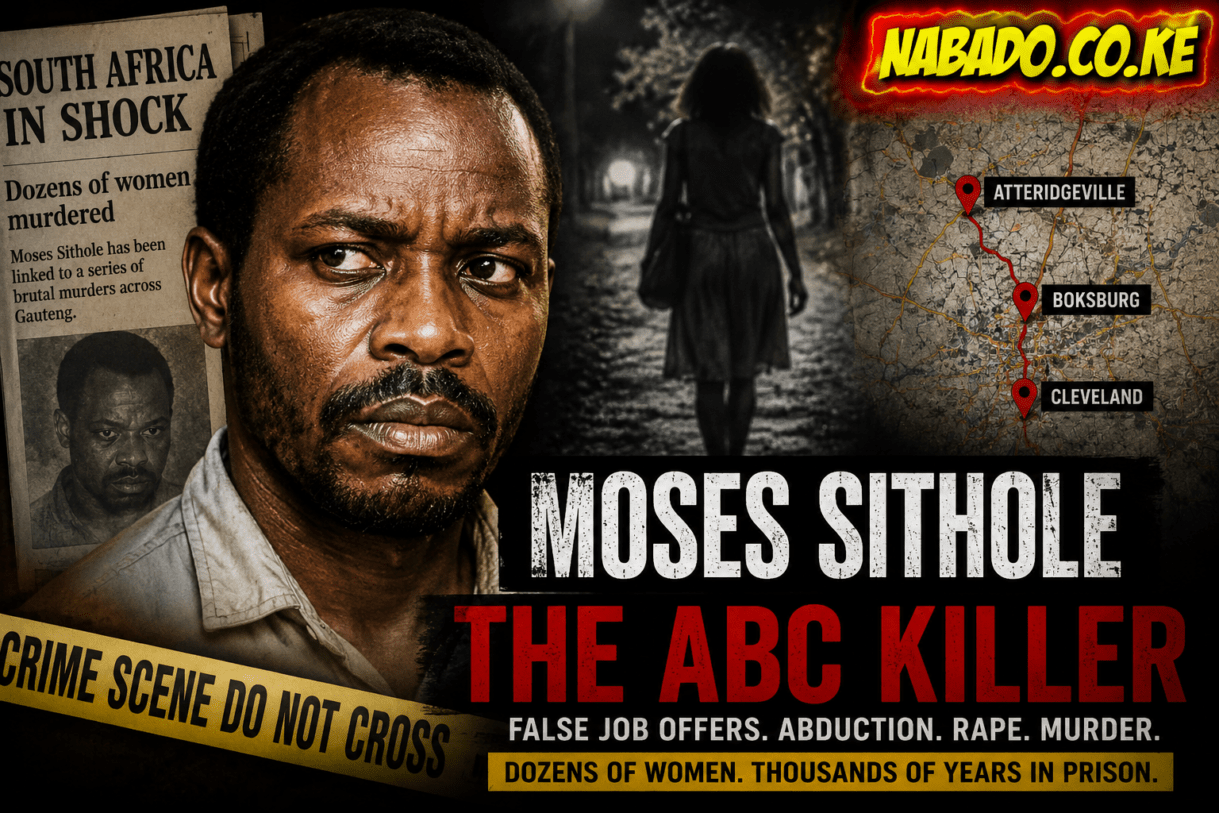 Moses Sithole, ABC Killer, Moses Sithole South Africa, South Africa serial killer, Moses Sithole victims, ABC Killer victims, South African serial killers, Moses Sithole murders, Moses Sithole trial, Atteridgeville murders, Boksburg murders, Cleveland murders, true crime South Africa, African true crime, notorious criminals in South Africa, serial killers in Africa, South Africa crime stories, Moses Sithole prison sentence, ABC Killer story, Nabado.co.ke